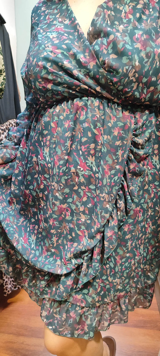 Robe courte imprimée verte