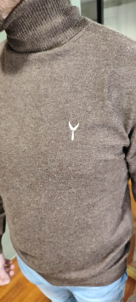 Pull col roulé chocolat