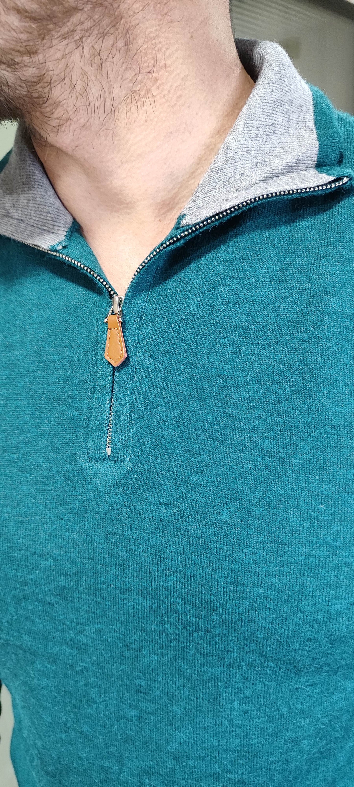 Pull col camionneur vert émeraude