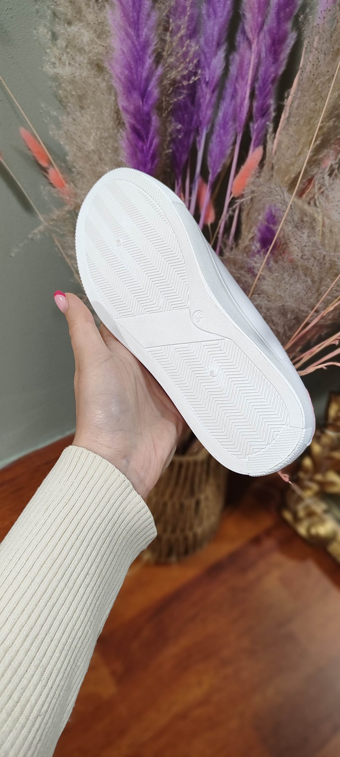 Sneakers blanches étoile fleurie