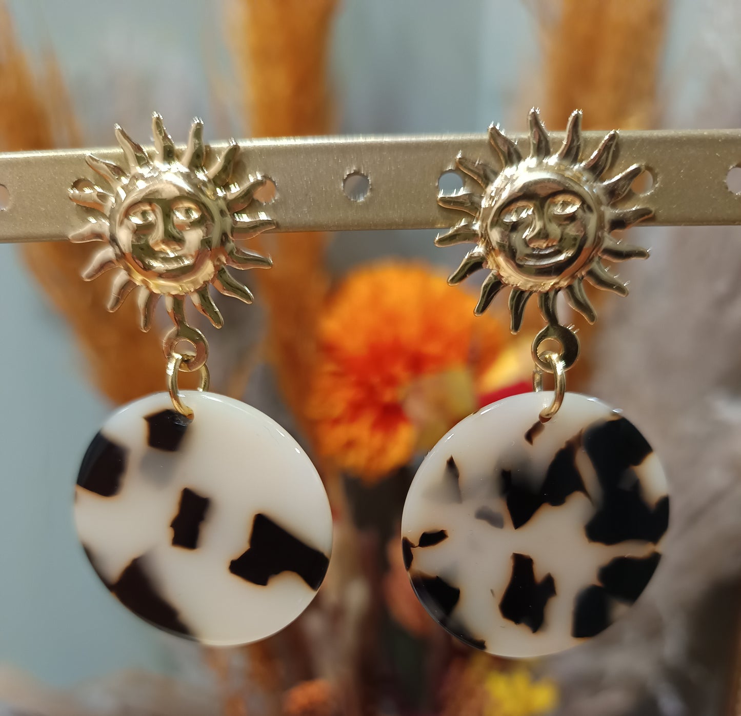 Boucles d'oreilles soleil léopard