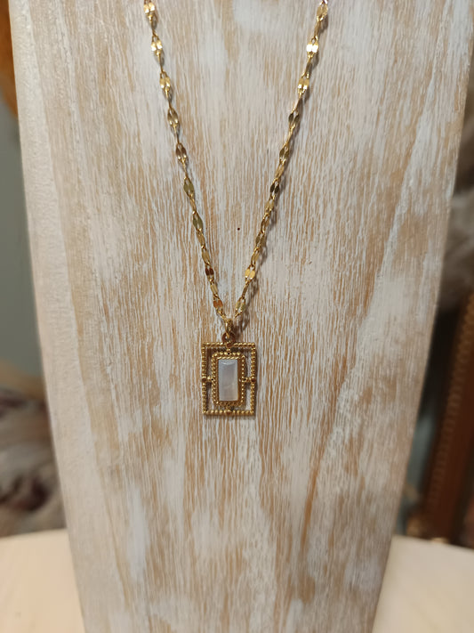 Collier acier inoxydable IP avec nacre