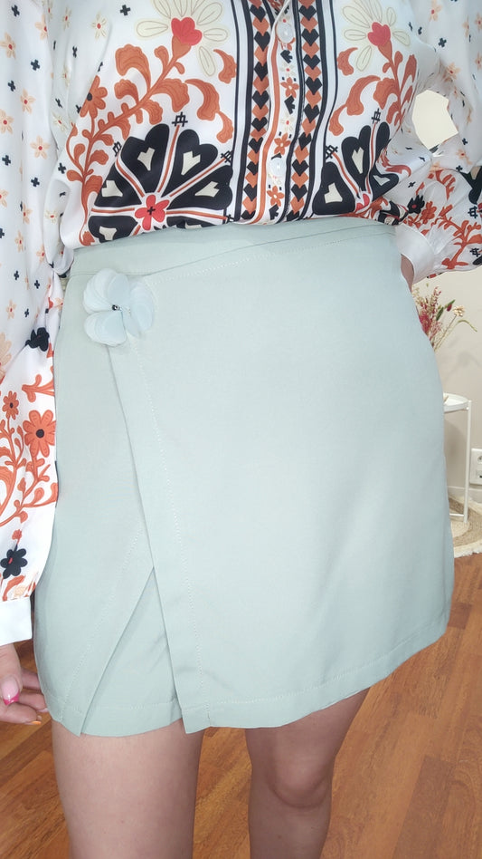 Jupe-short fleur pistache