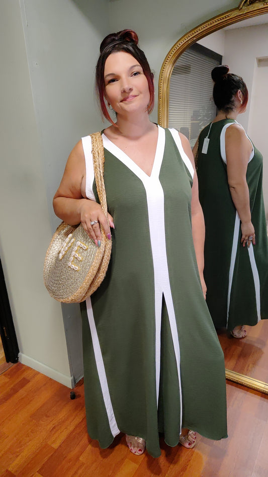 Robe longue bicolore