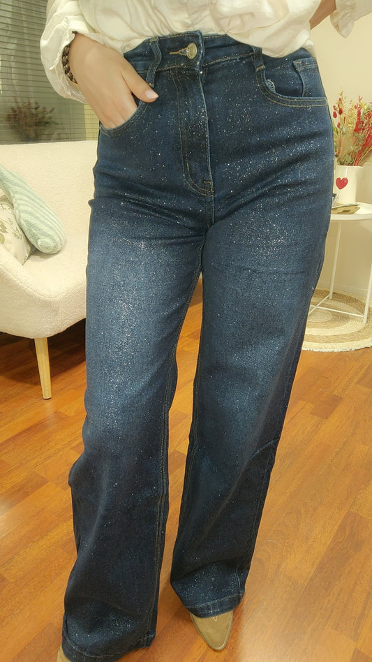 Jean wide leg paillette