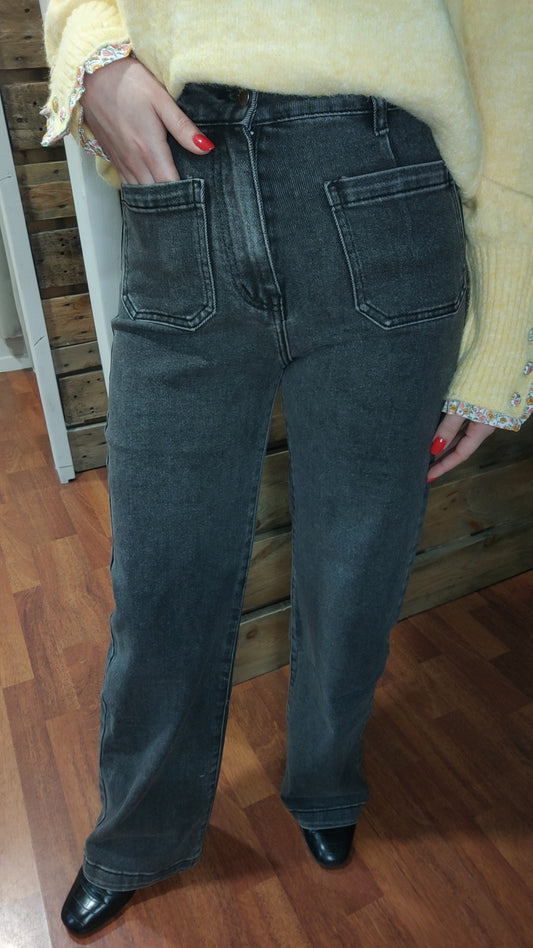 Jean wide leg gris foncé