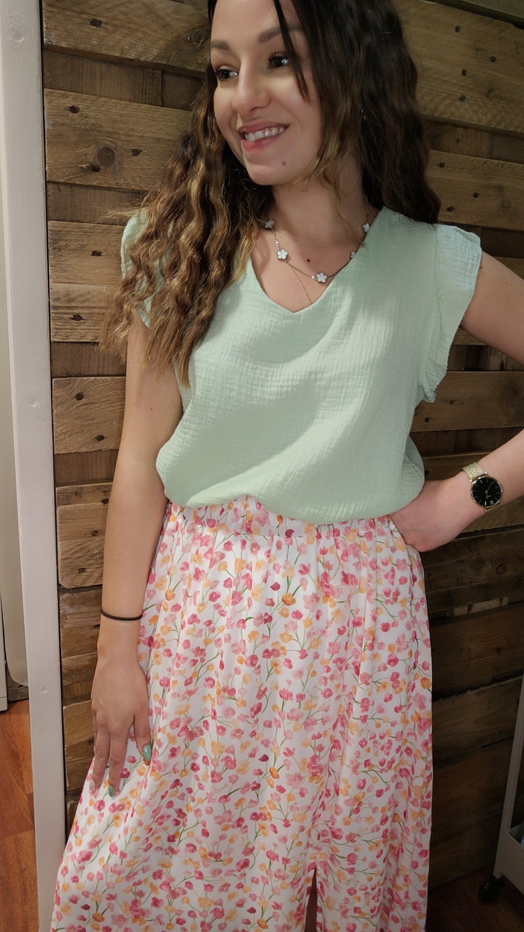 Top gaze de coton fushia ou vert clair