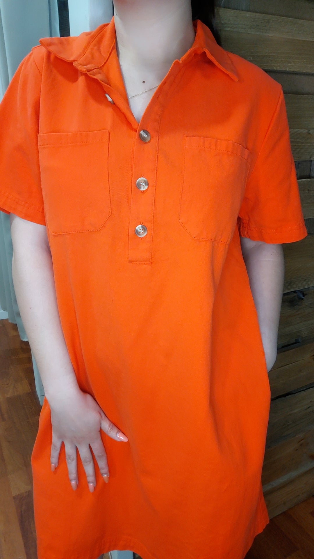 Robe jean orange néon