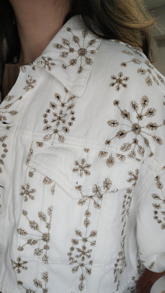 Veste en jean blanc ajouré