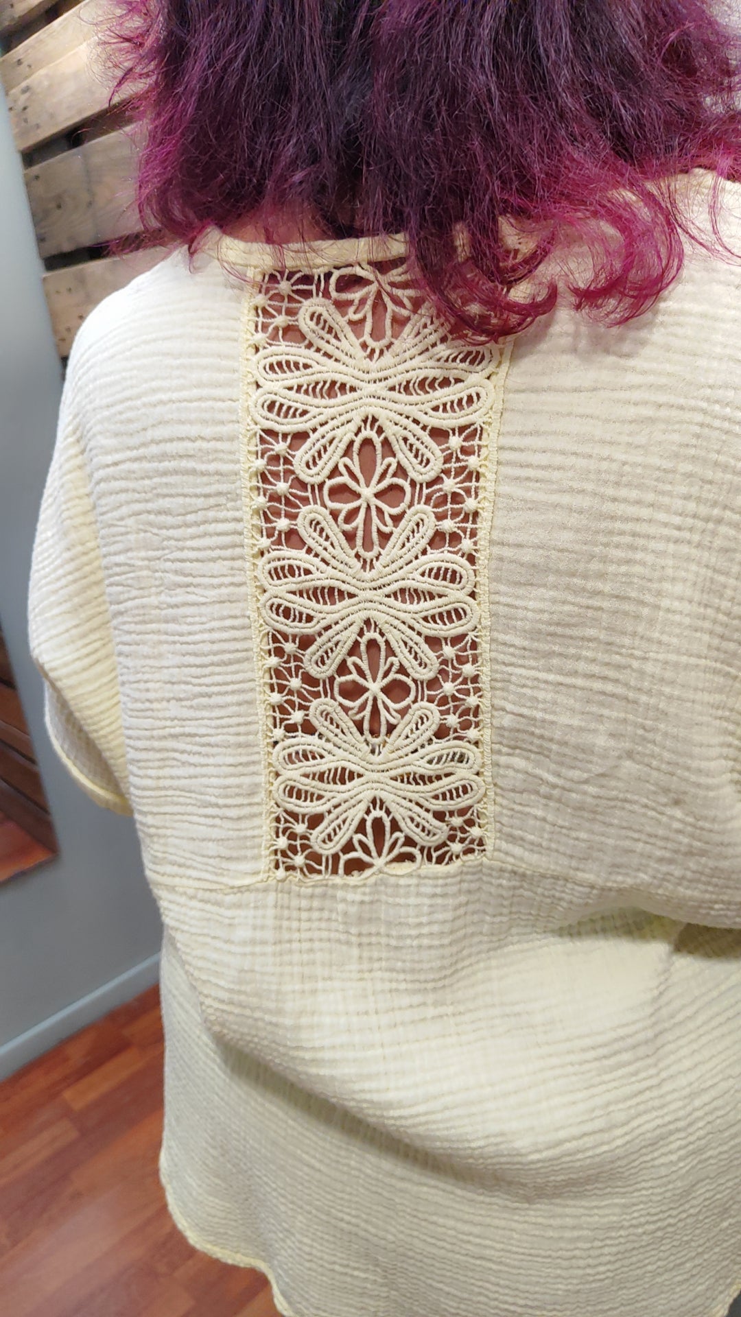 Top gaze de coton et dentelle