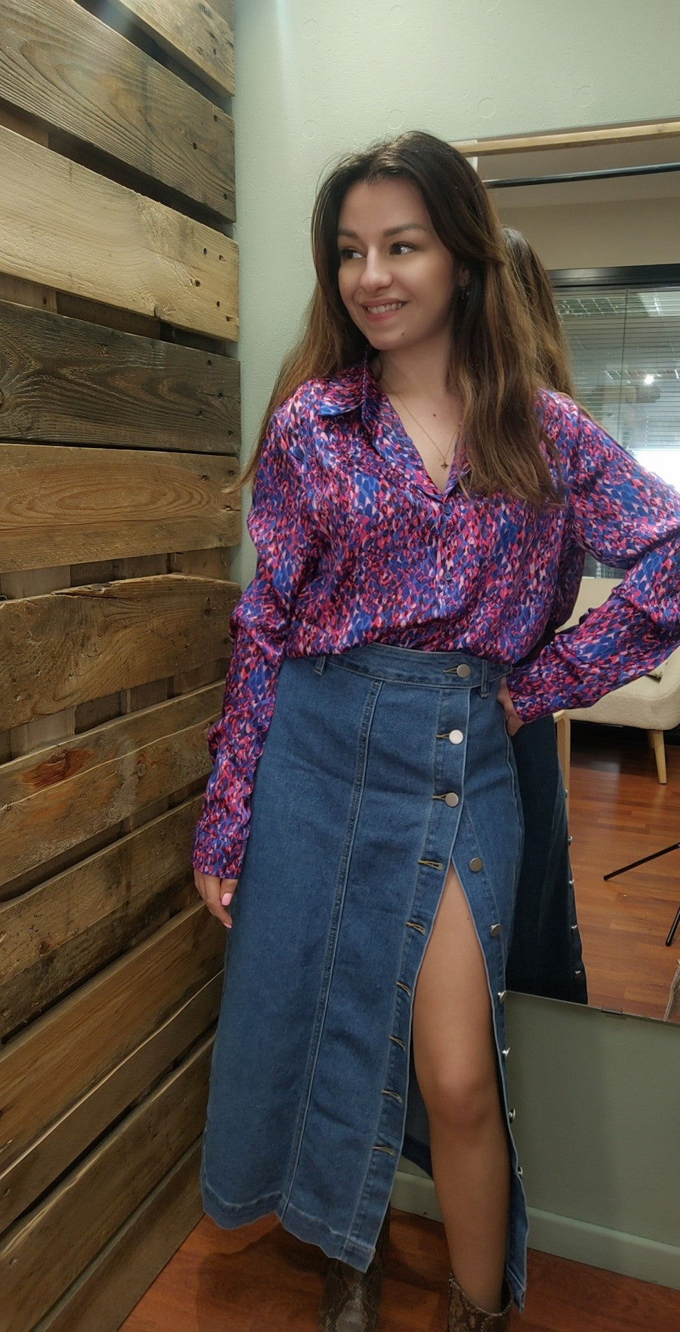 Jupe longue à boutons