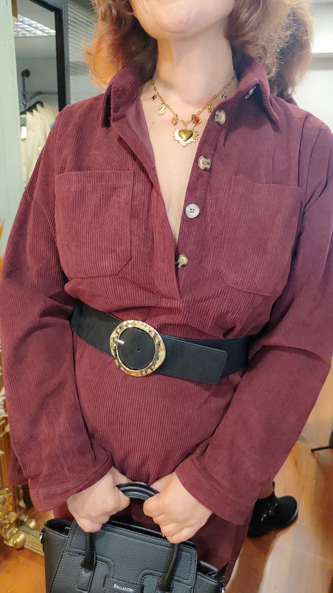Robe velours côtelé bordeau