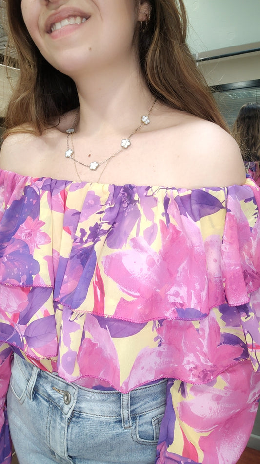 Top à volants coloré