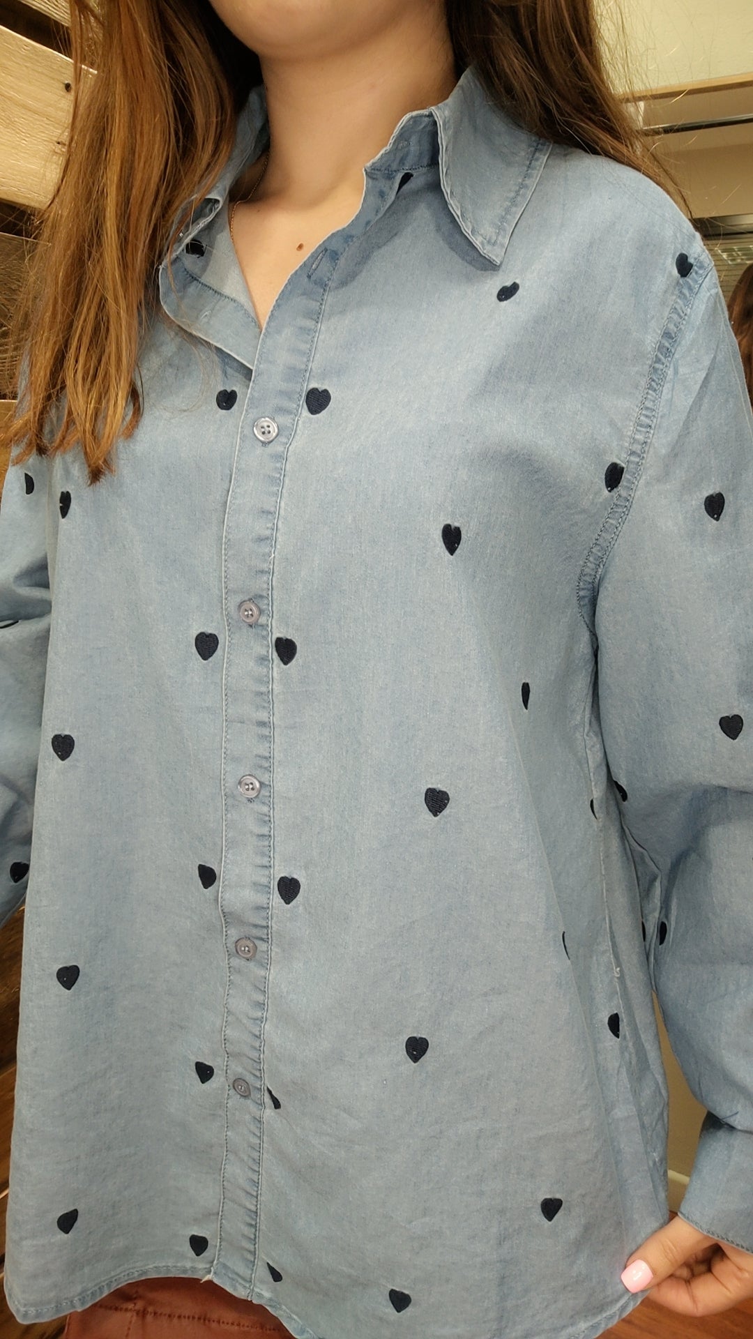 Chemise jean coeur noir