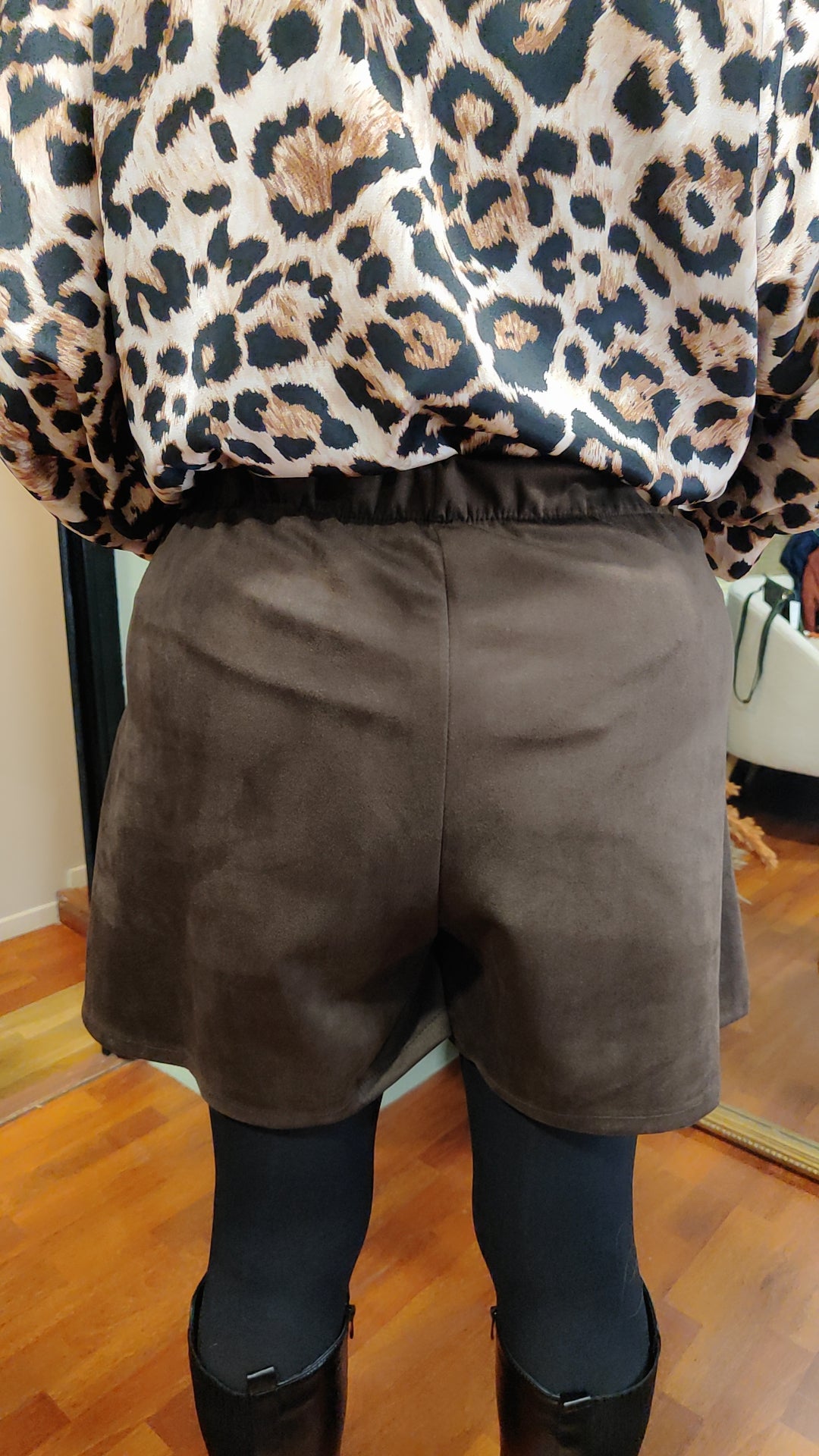 Jupe-short suédine chocolat