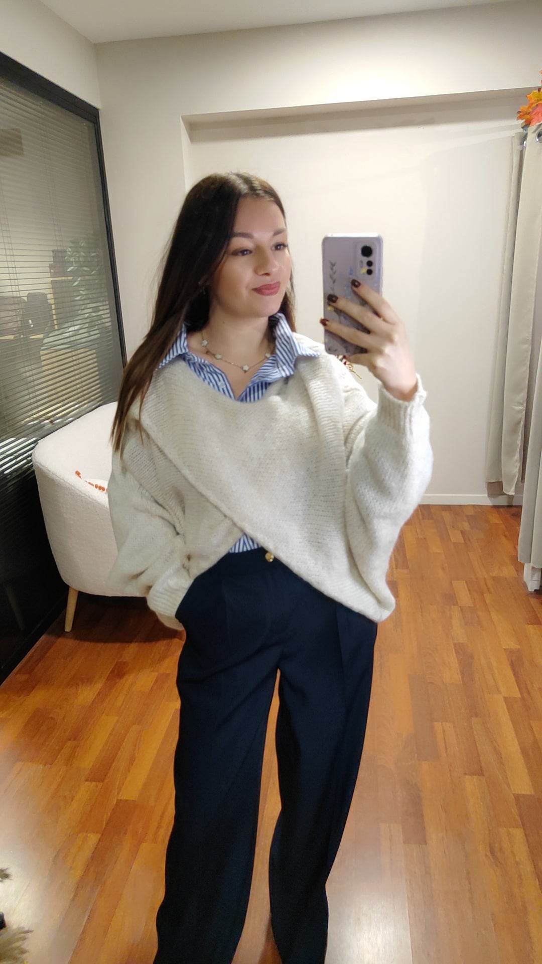 Chemise rayé marine asymétrique