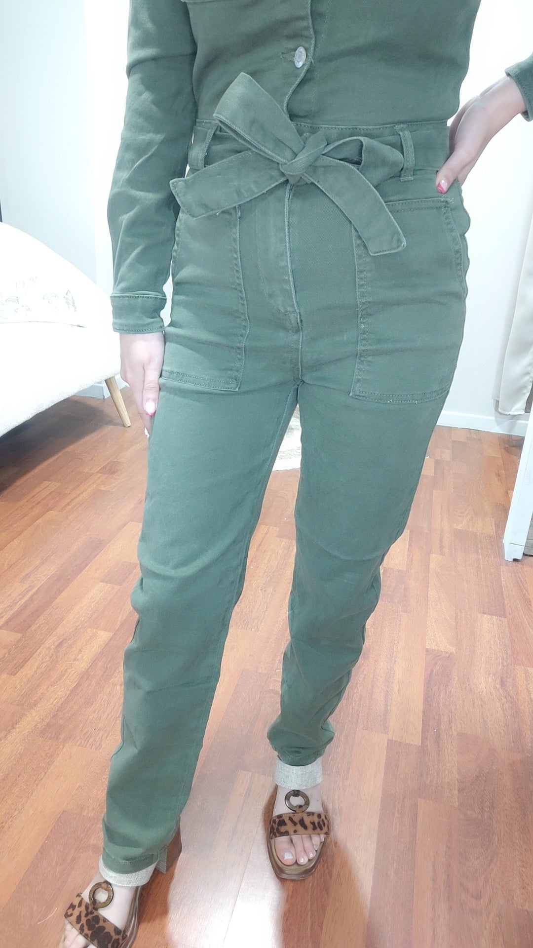 Combinaison jean kaki