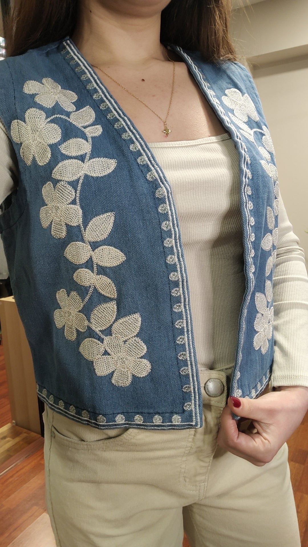 Boléro jean brodé
