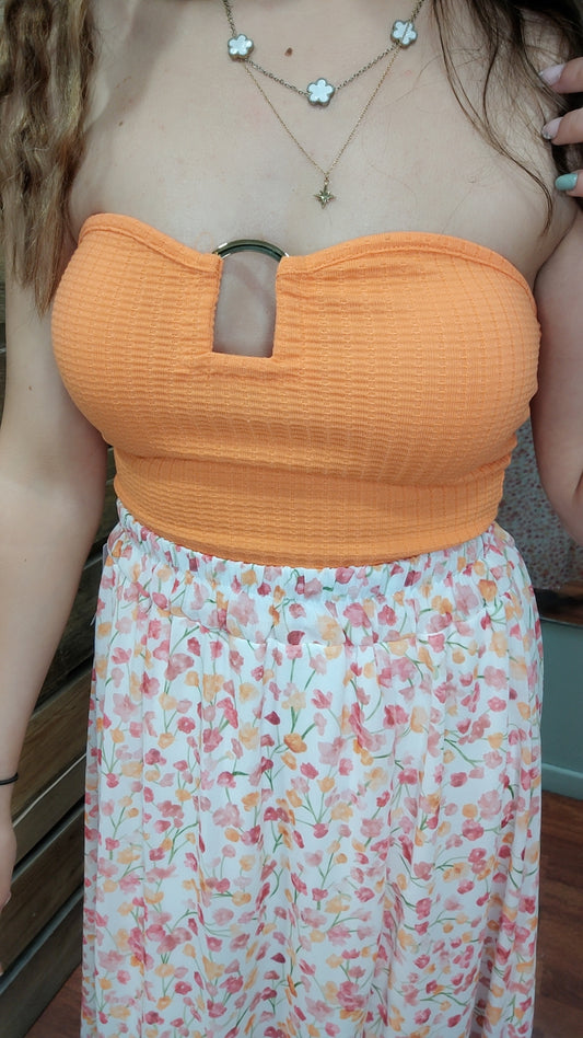Bustier texturé bijou orange