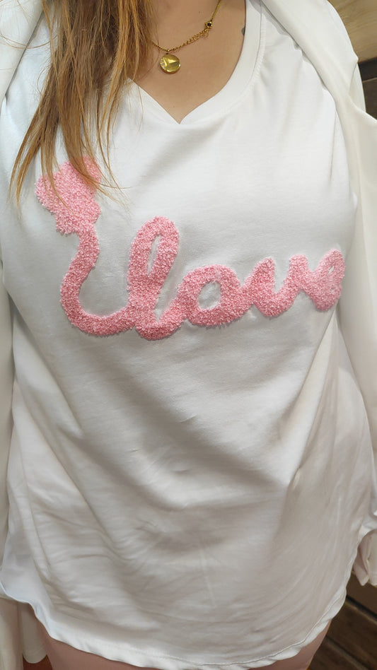 T-shirt love texturé