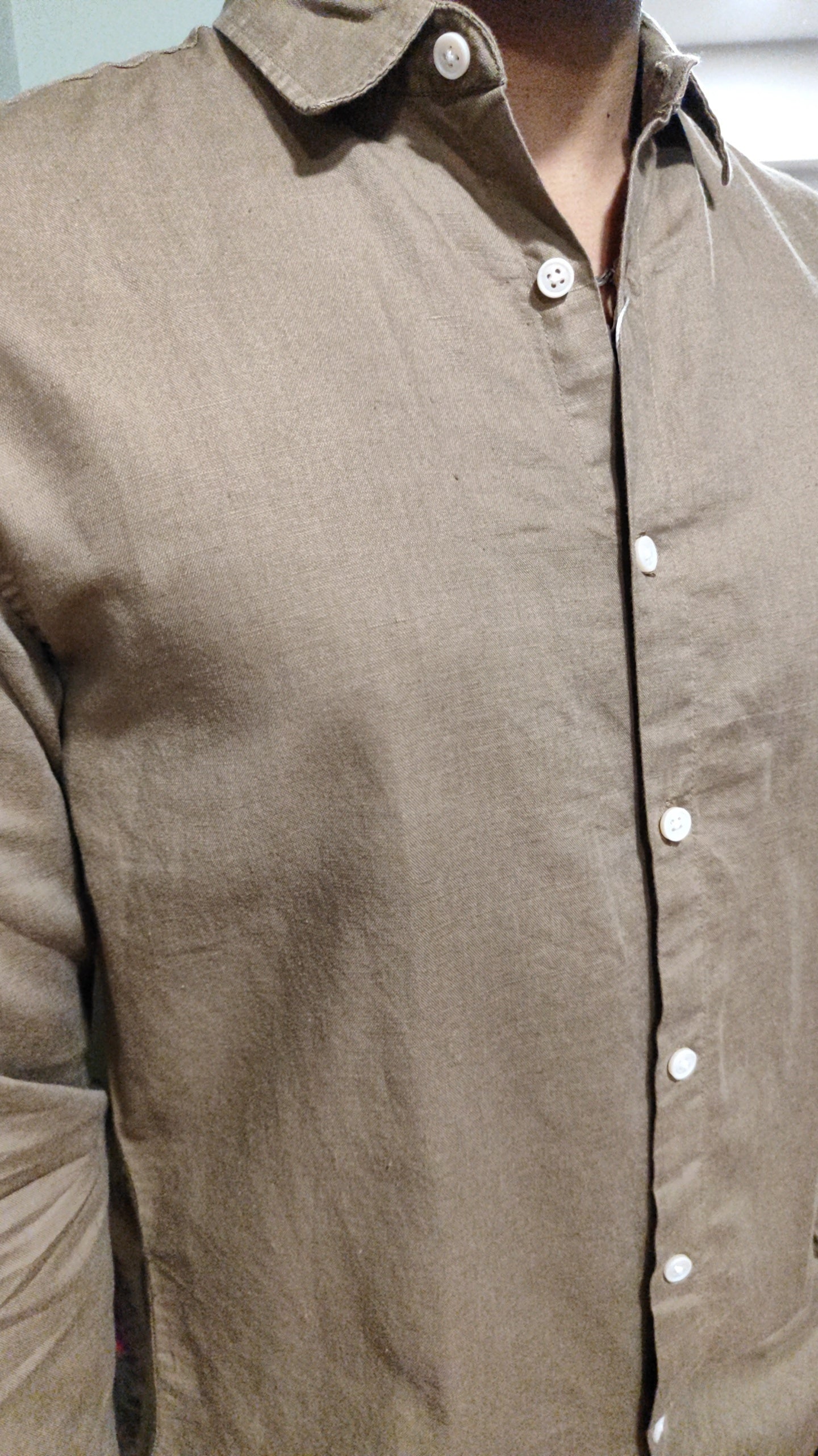 Chemise 100% lin marron