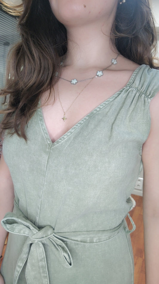 Combinaison jean léger vert sauge