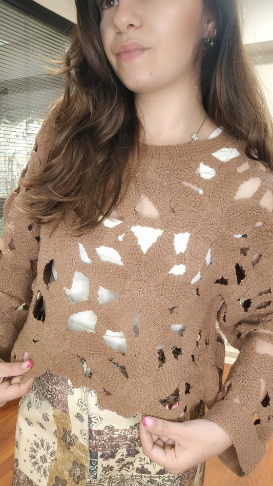 Pull crochet choco