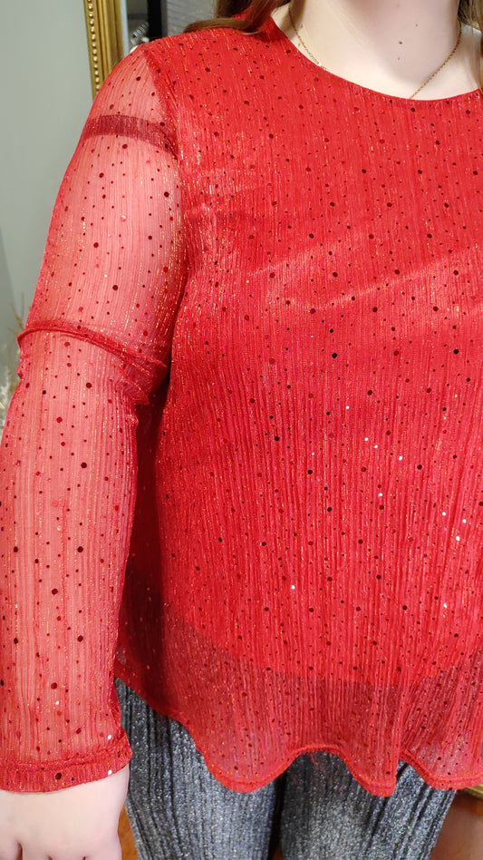 Blouse rouge pailletée