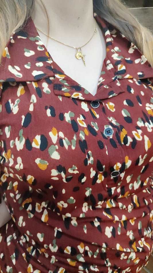 Blouse imprimée bordeaux