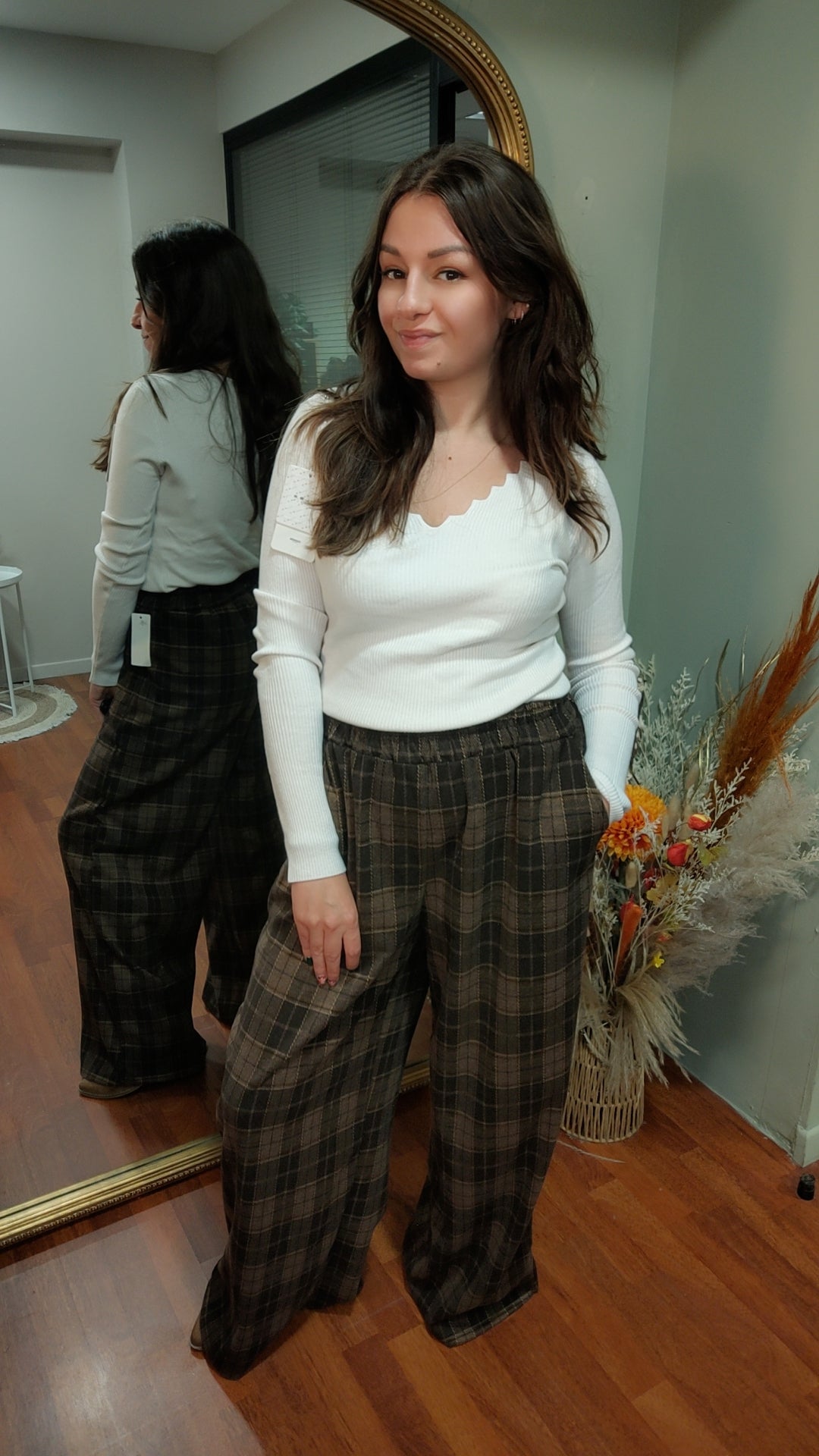 Pantalon large à carreaux