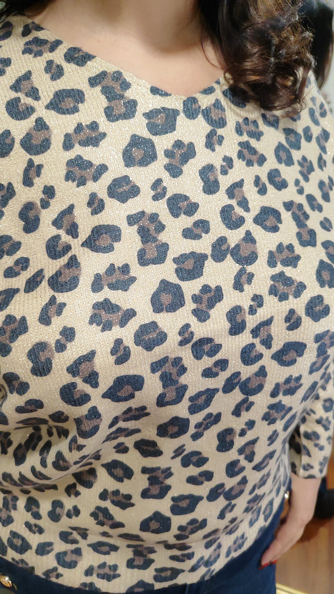Pull léopard brillant
