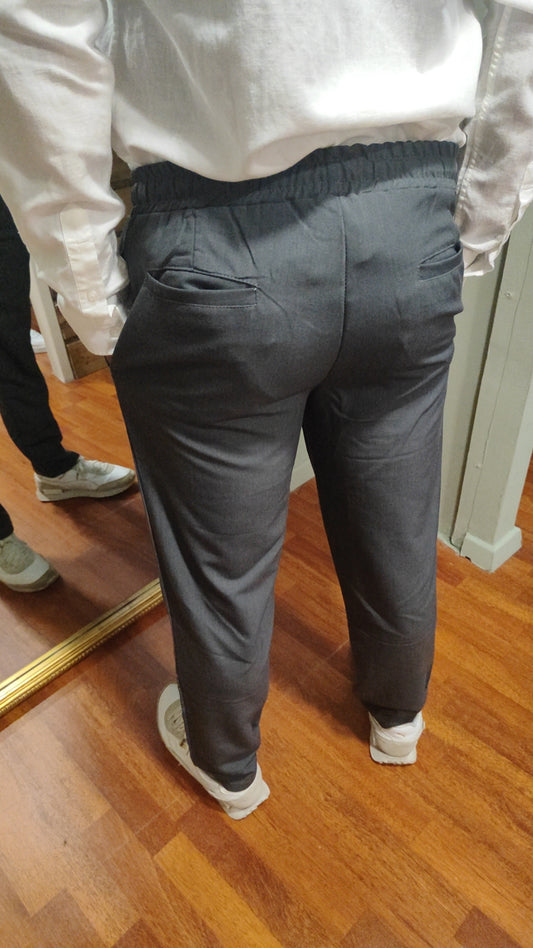 Pantalon fluide effet lin gris