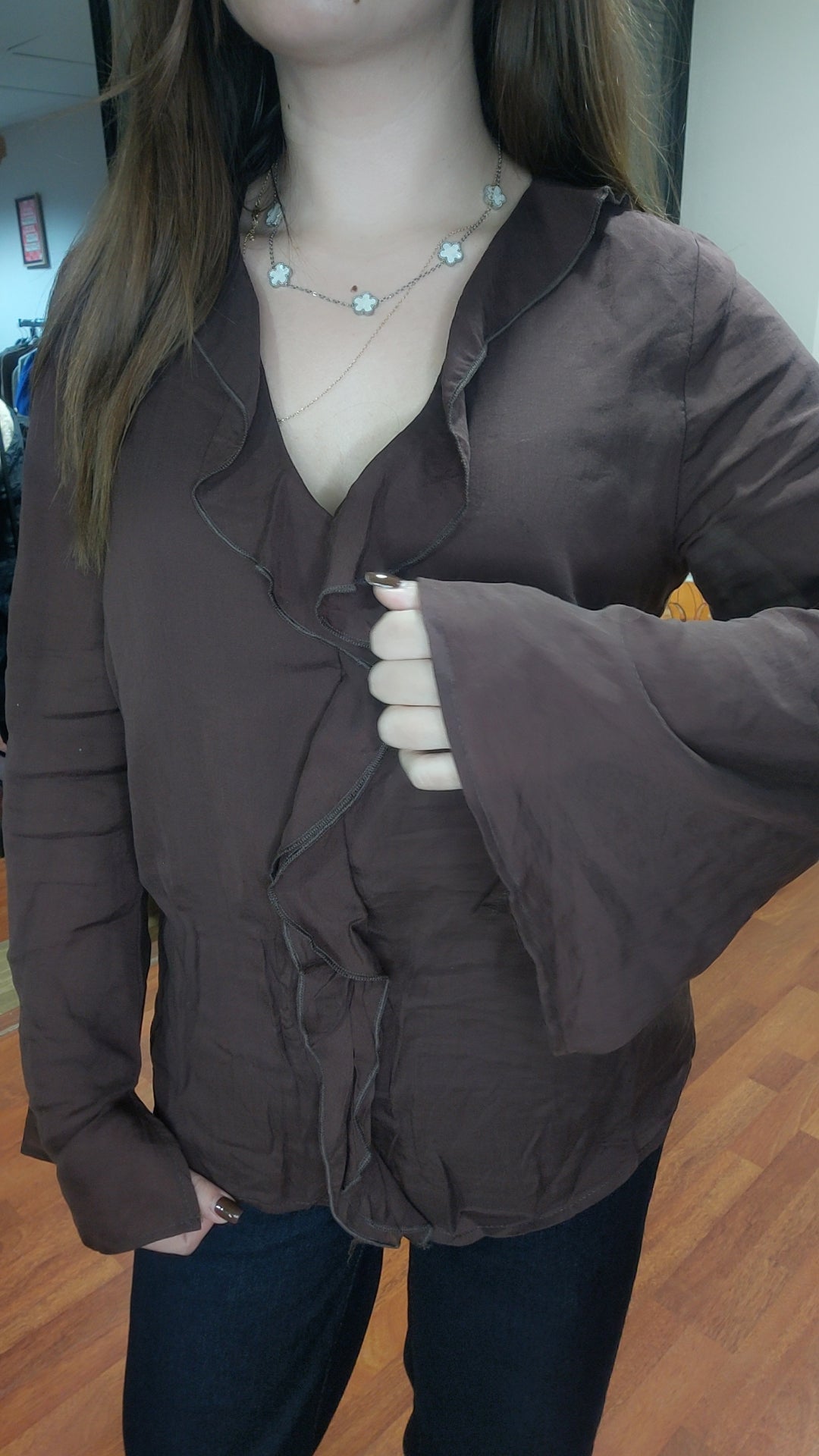 Blouse choco à volants