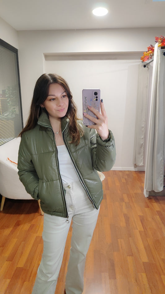 Doudoune brillante (noire ou kaki)