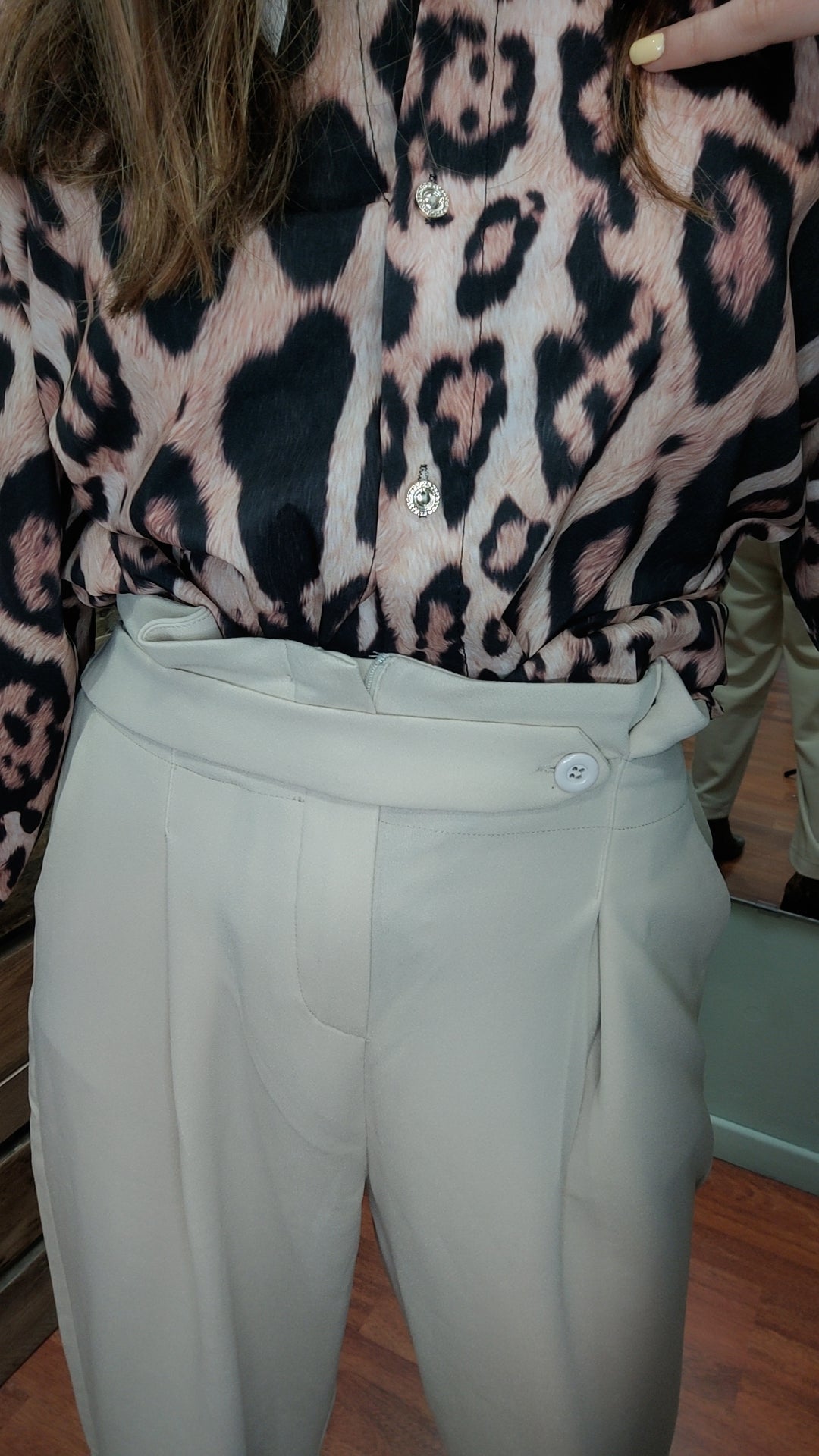 Pantalon carotte beige