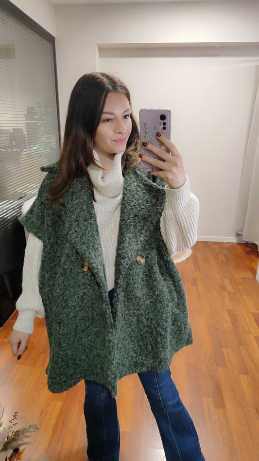 Poncho oversize laine bouillie (différents coloris)