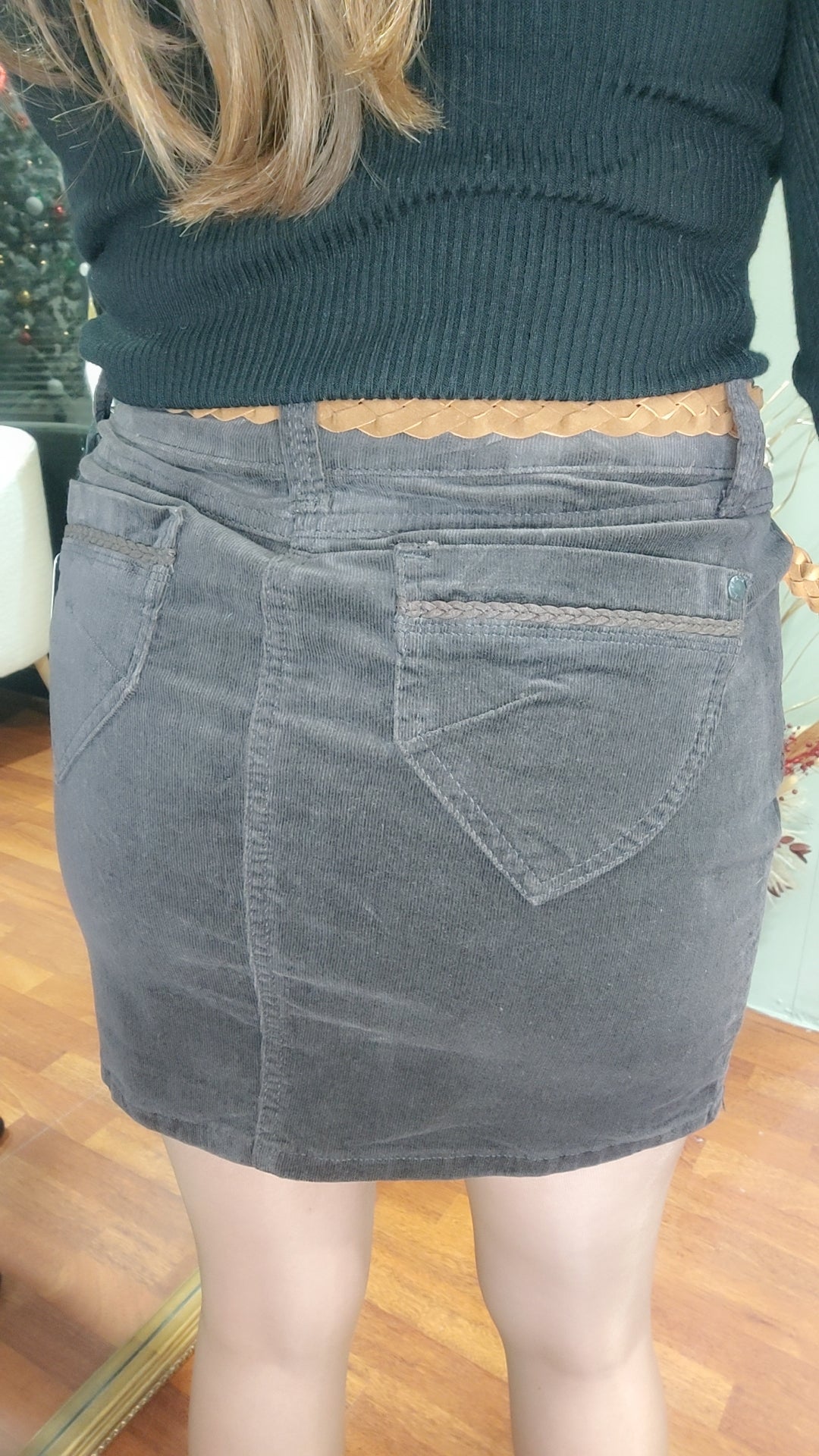 Jupe velours choco avec ceinture