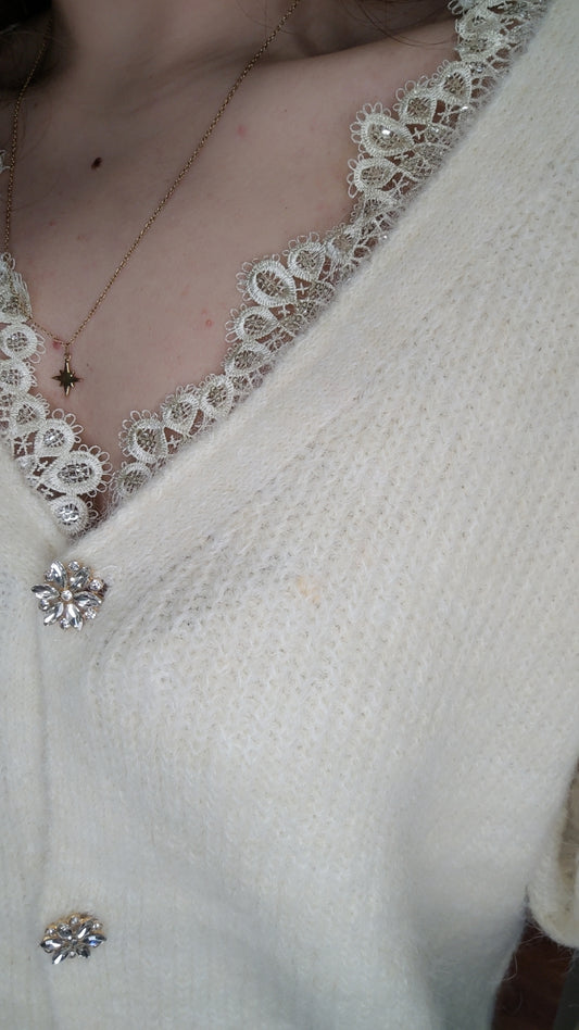 Gilet écru dentelle