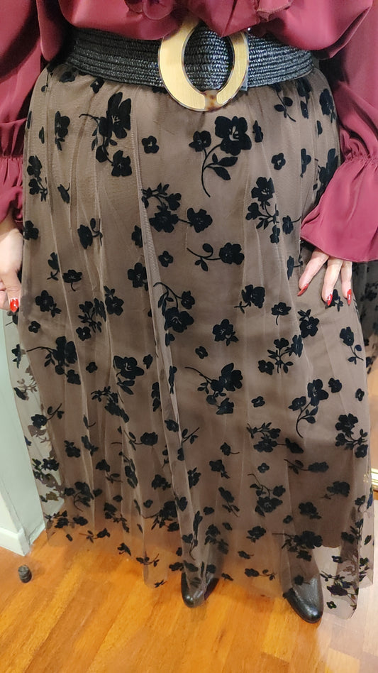 Jupe tulle choco motifs velours