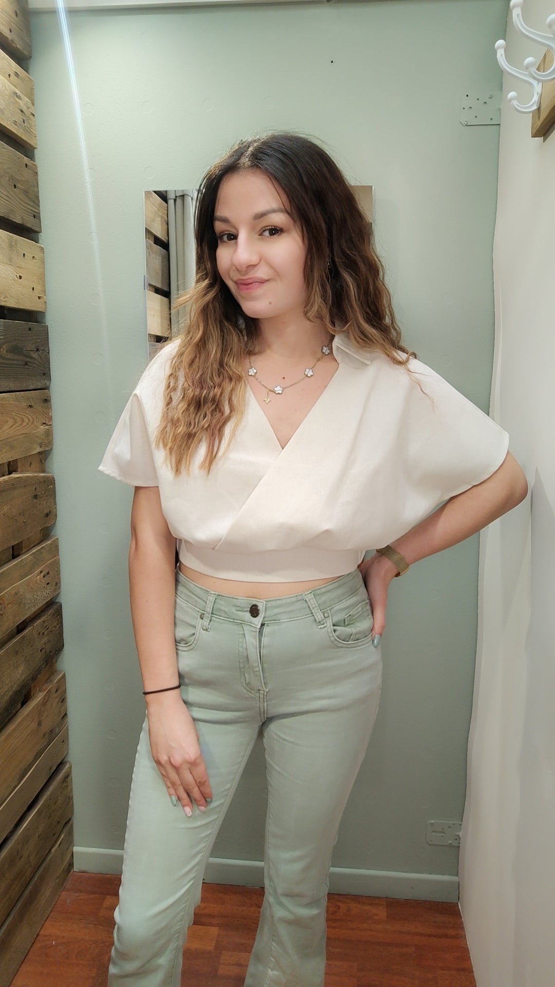 Top croisé effet lin