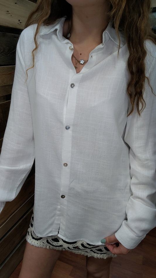 Chemise blanche coton et lin