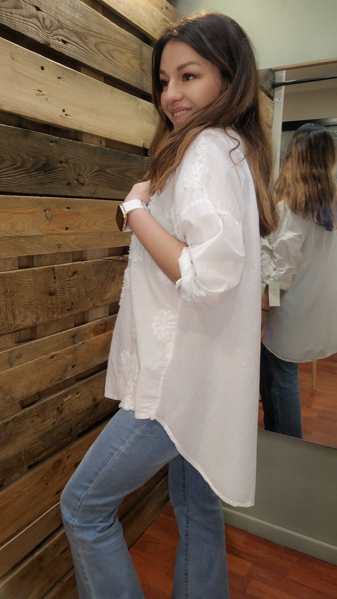 Chemise blanche popeline texturée