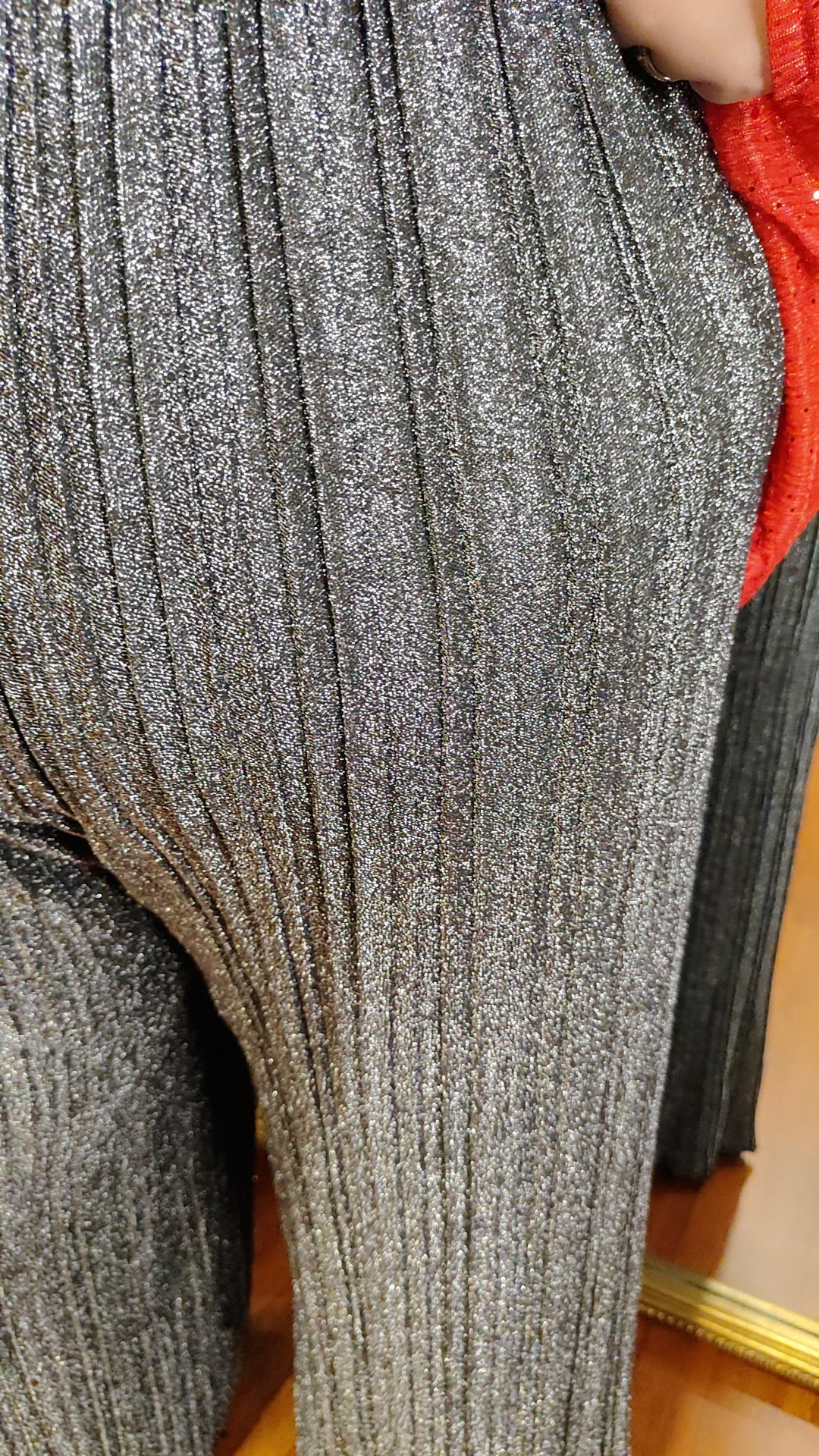 Pantalon palazzo gris pailleté