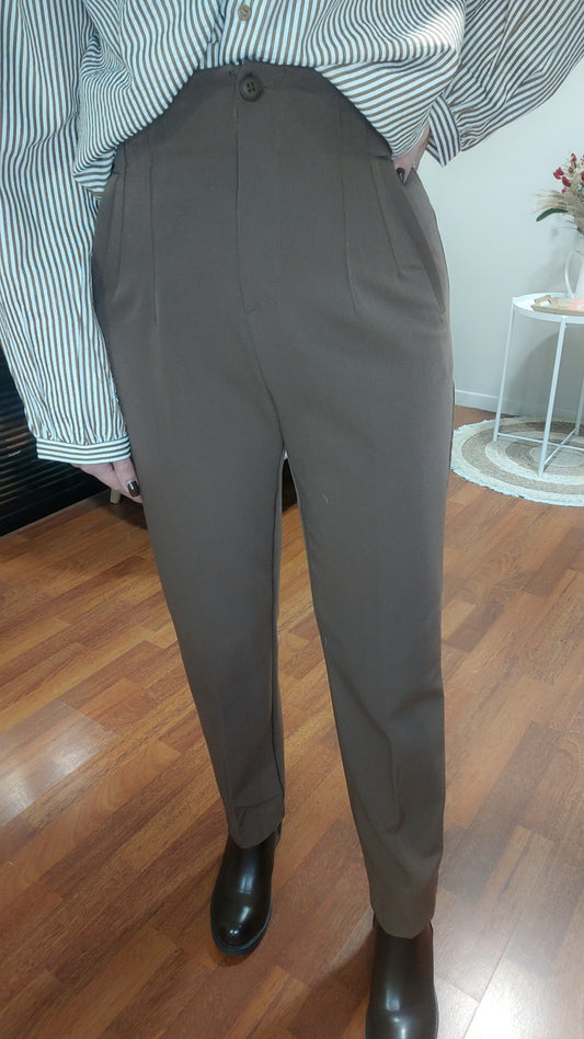 Pantalon taille haute cintré