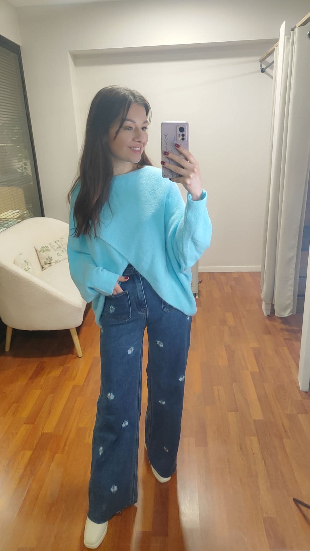 Jean wide leg brodé