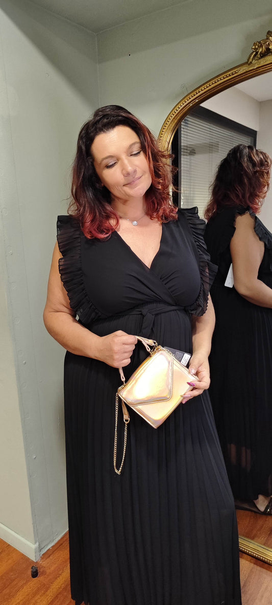 Robe longue plissée (noire ou bleue)