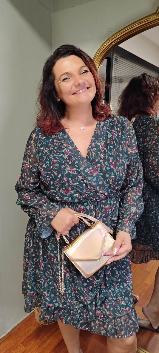 Robe courte imprimée verte