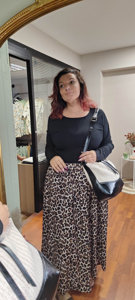 Robe bi-matière noire et léo