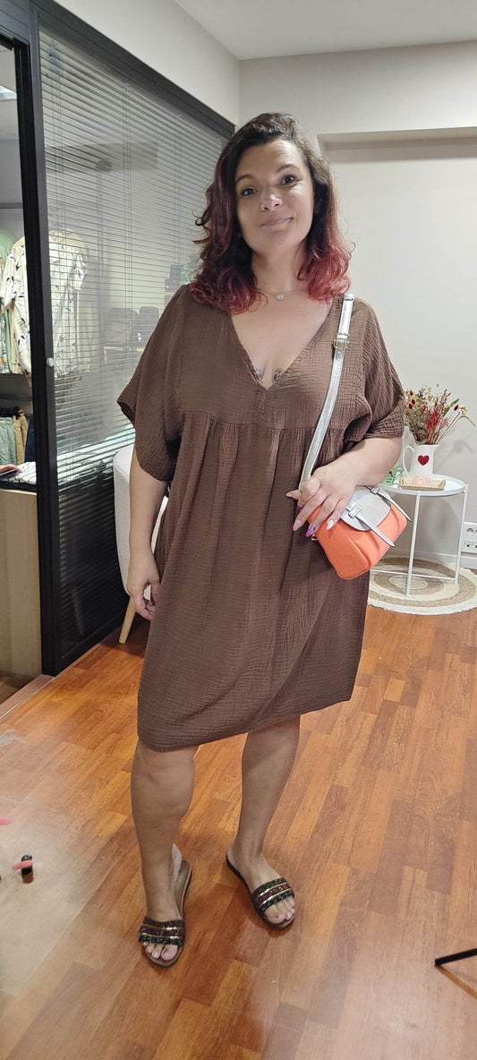 Robe gaze de coton chocolat