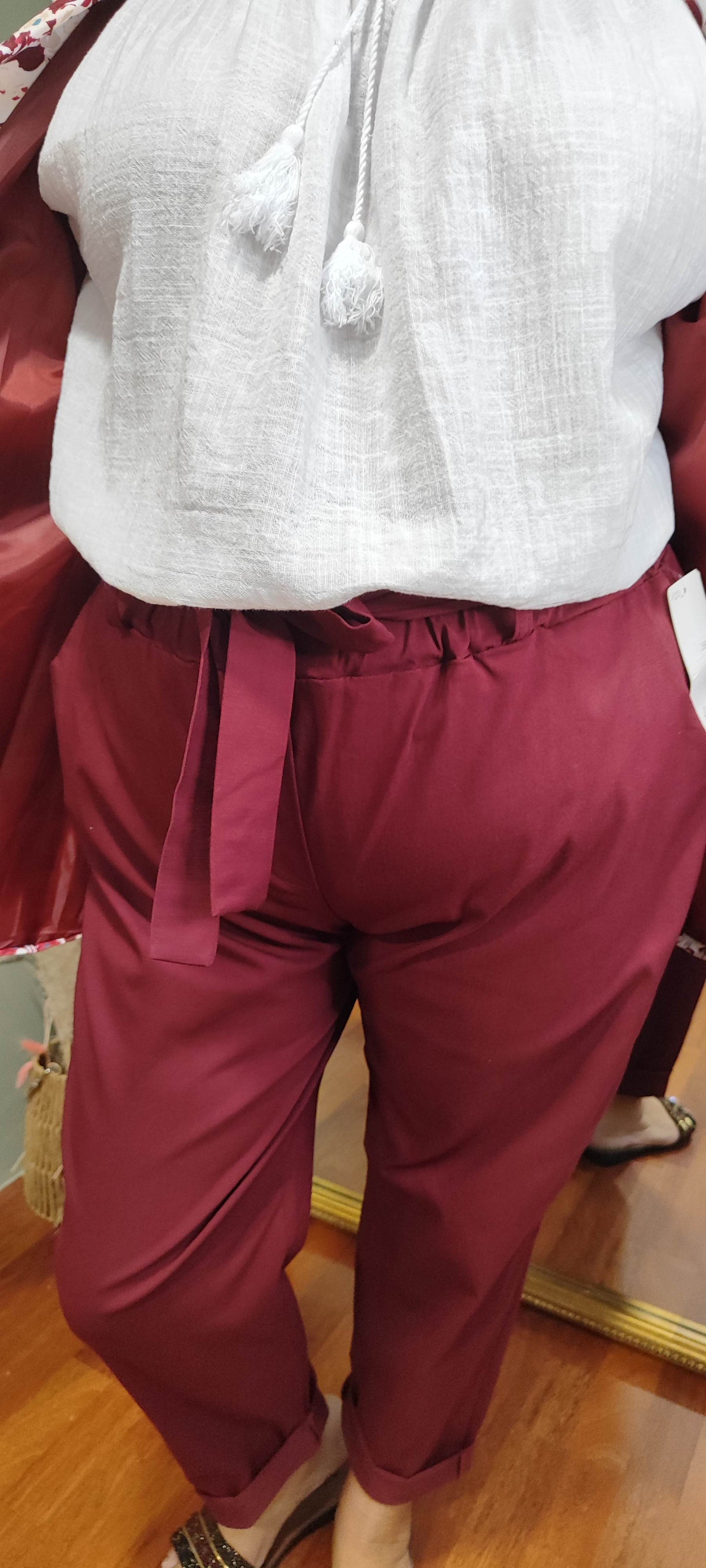 Pantalon taille haute ceinturé